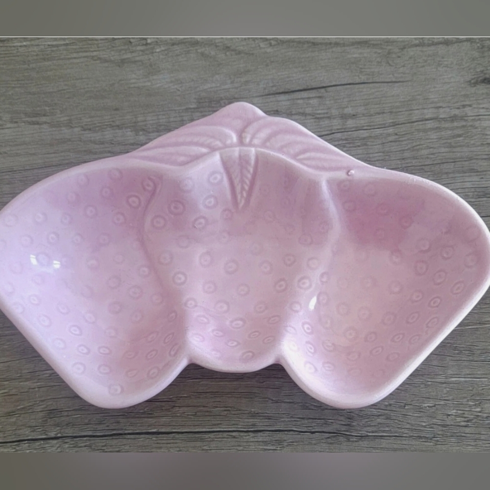 2 Vintage BelmarValley Vista California Pottery Pink Strawberry Serving Dish #30
